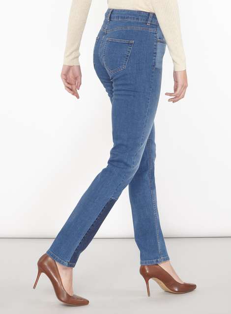**Tall Blue Laser Patch Jeans